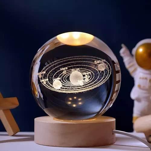 LAMPARA SATURNO DE CRISTAL 3D