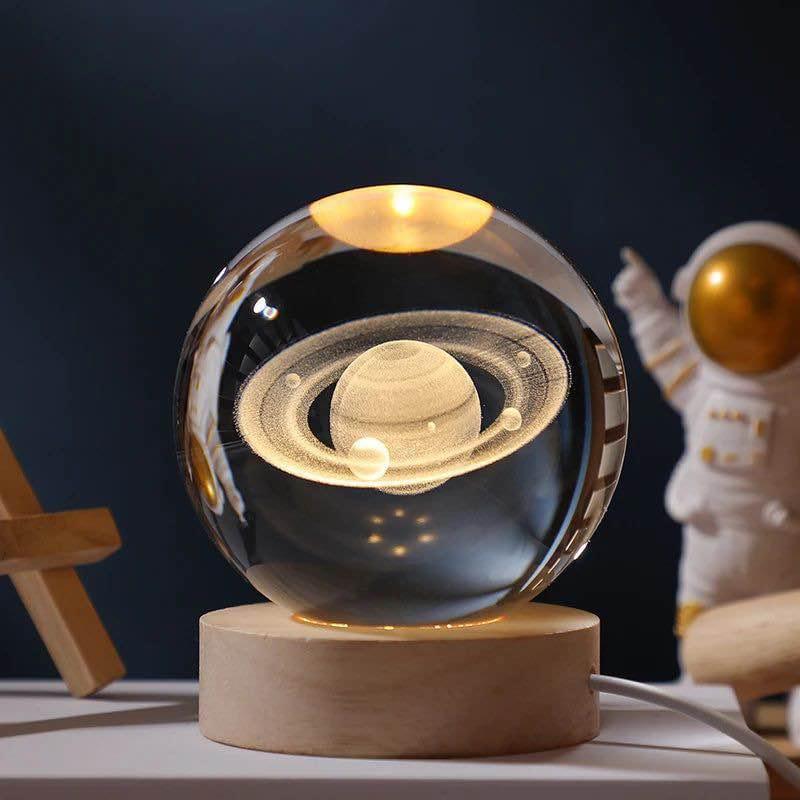 LAMPARA SATURNO DE CRISTAL 3D