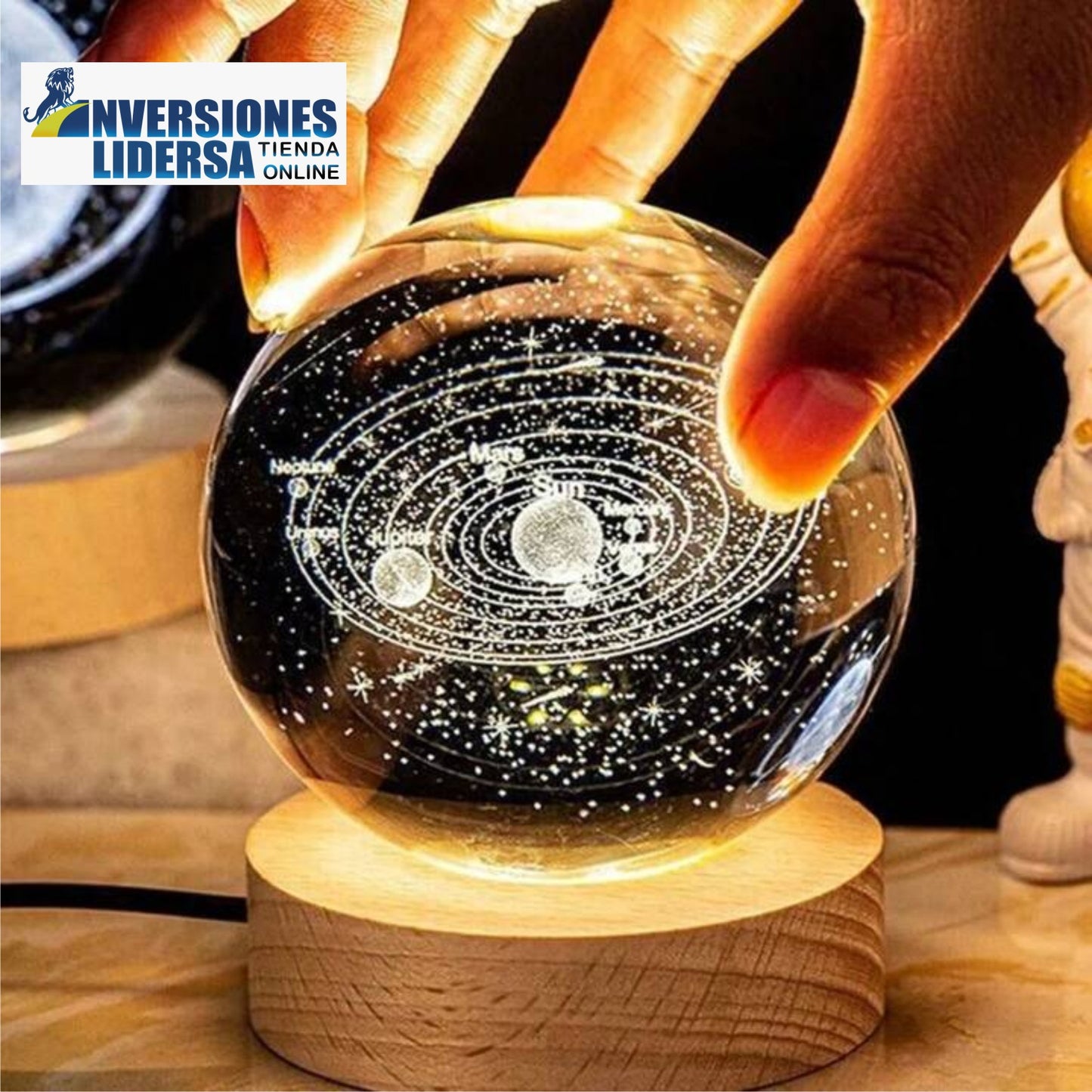 LAMPARA SATURNO DE CRISTAL 3D