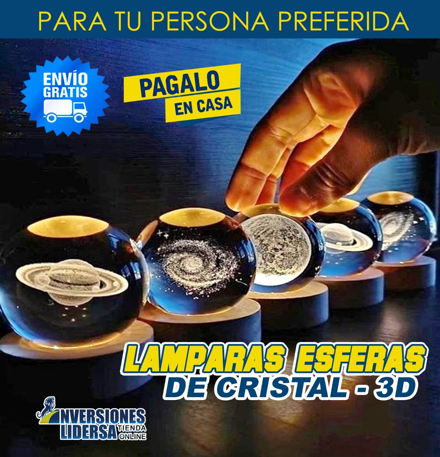 LAMPARA SATURNO DE CRISTAL 3D