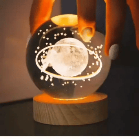LAMPARA SATURNO DE CRISTAL 3D