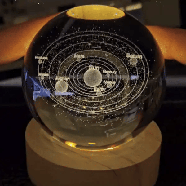 LAMPARA SATURNO DE CRISTAL 3D
