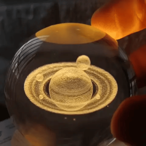 LAMPARA SATURNO DE CRISTAL 3D