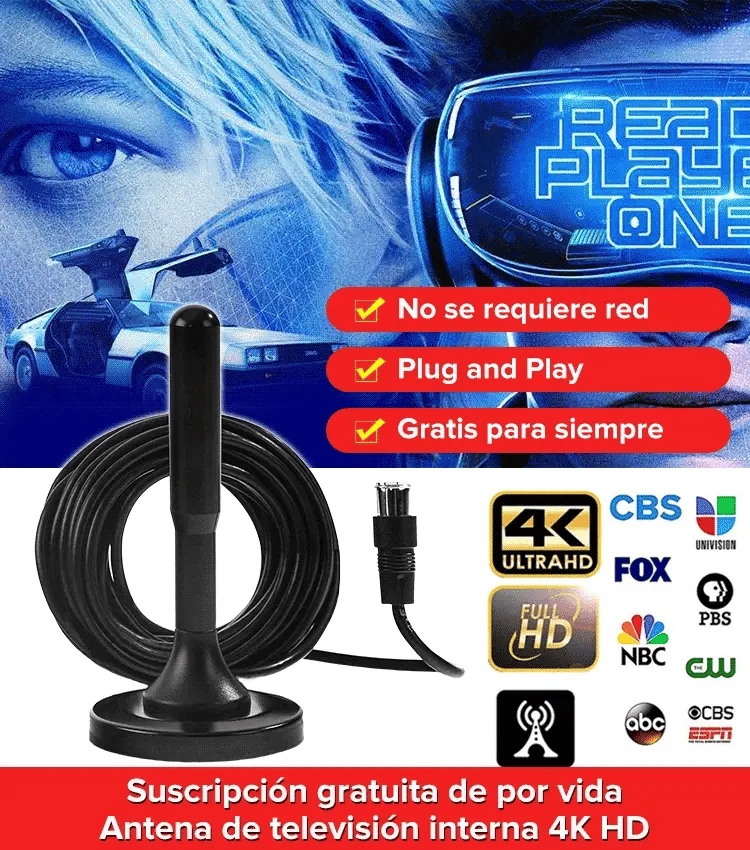 ANTENA FULL HD 4K , TV GRATUITA SIN LÍMITES